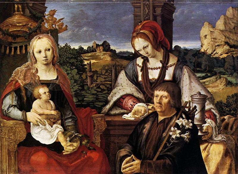 Lucas van Leyden Virgin and Child with Mary Magdalen and a donor China oil painting art